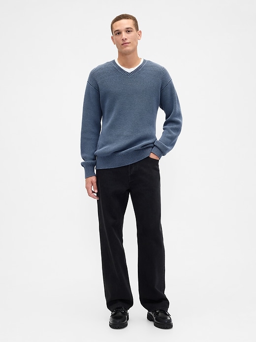 Image number 3 showing, Relaxed Ribbed V-Neck Sweater