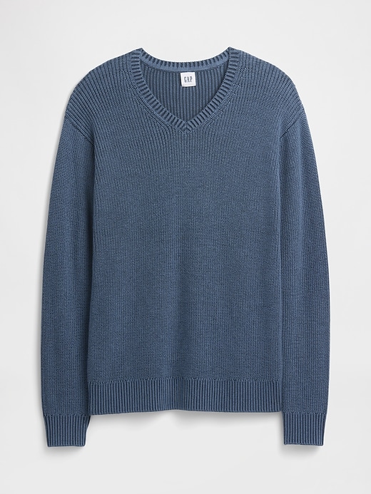 Image number 5 showing, Relaxed Ribbed V-Neck Sweater