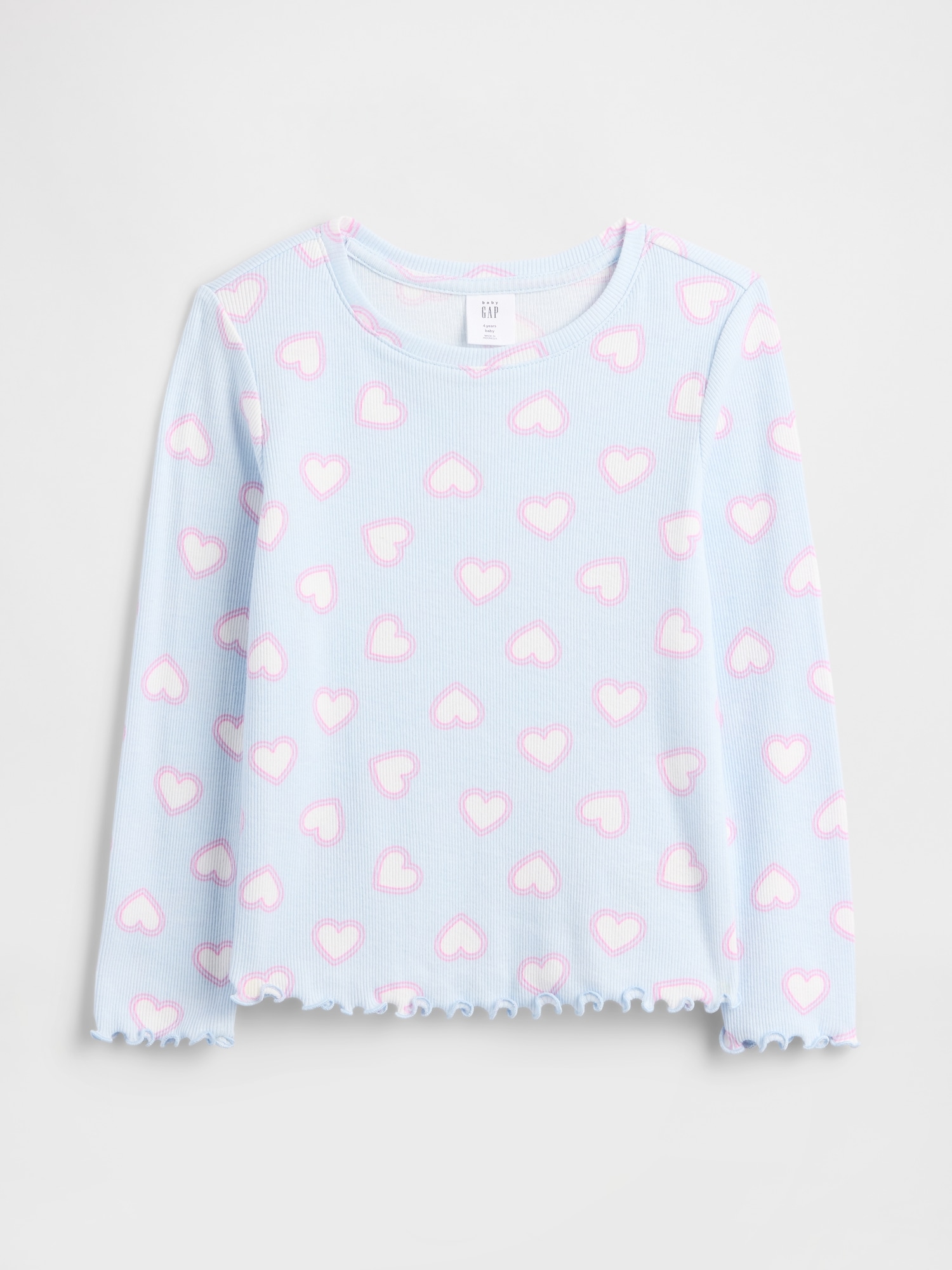 babyGap Ribbed Crewneck T-Shirt - Poolside Blue Hearts