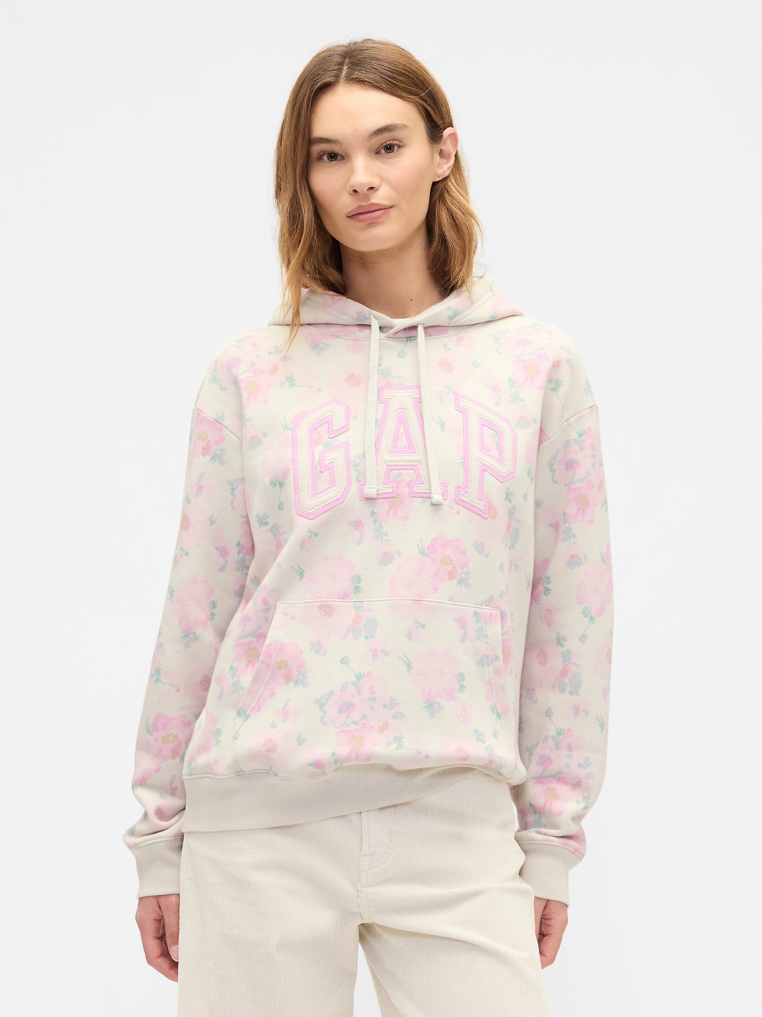 Relaxed Gap Logo Hoodie - Pink Floral