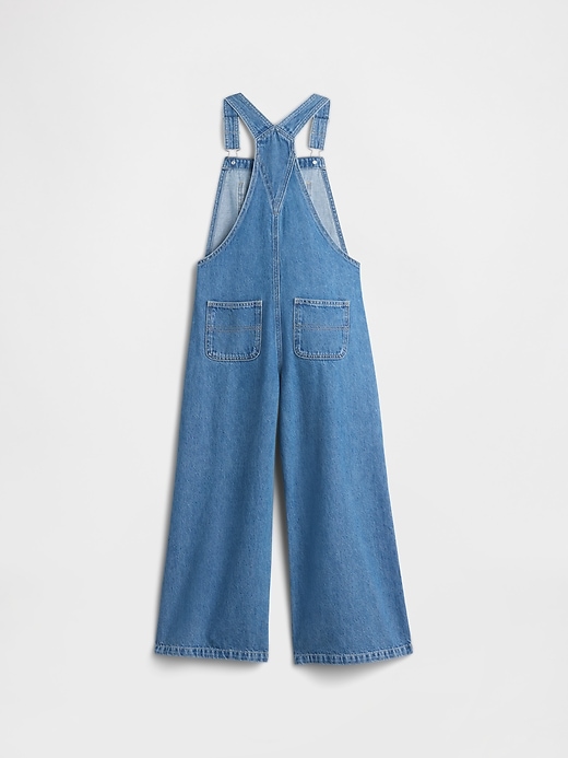 Image number 2 showing, Kids Relaxed Wide-Leg Denim Overalls