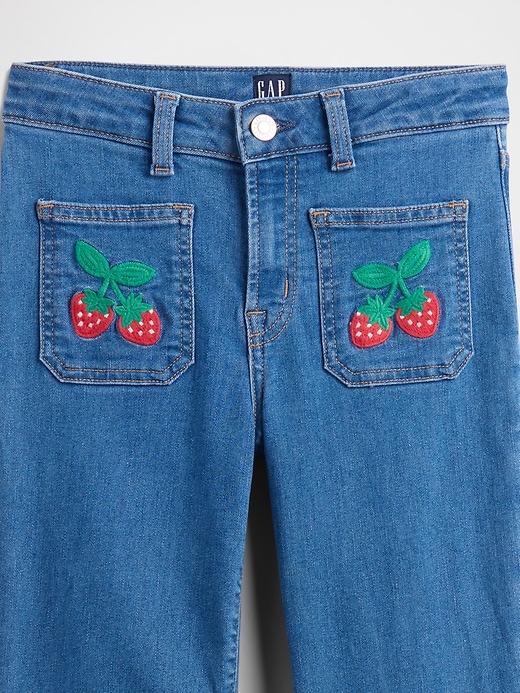Image number 3 showing, Kids High Rise Embroidered '70s Flare Jeans