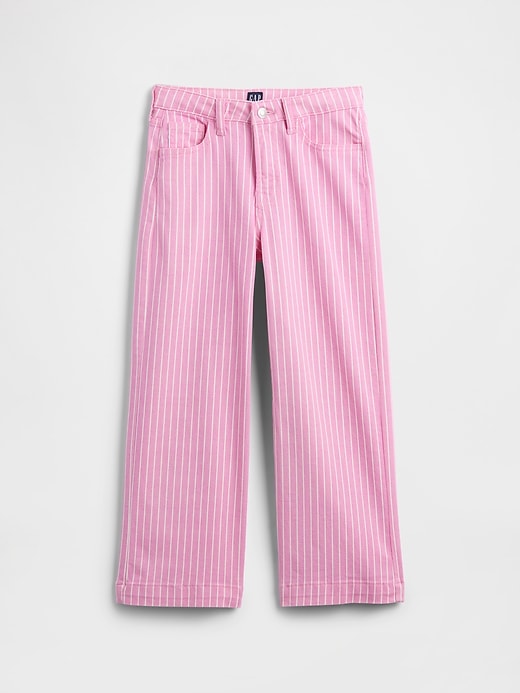 Image number 1 showing, Kids High Rise Stripe Wide-Leg Ankle Jeans