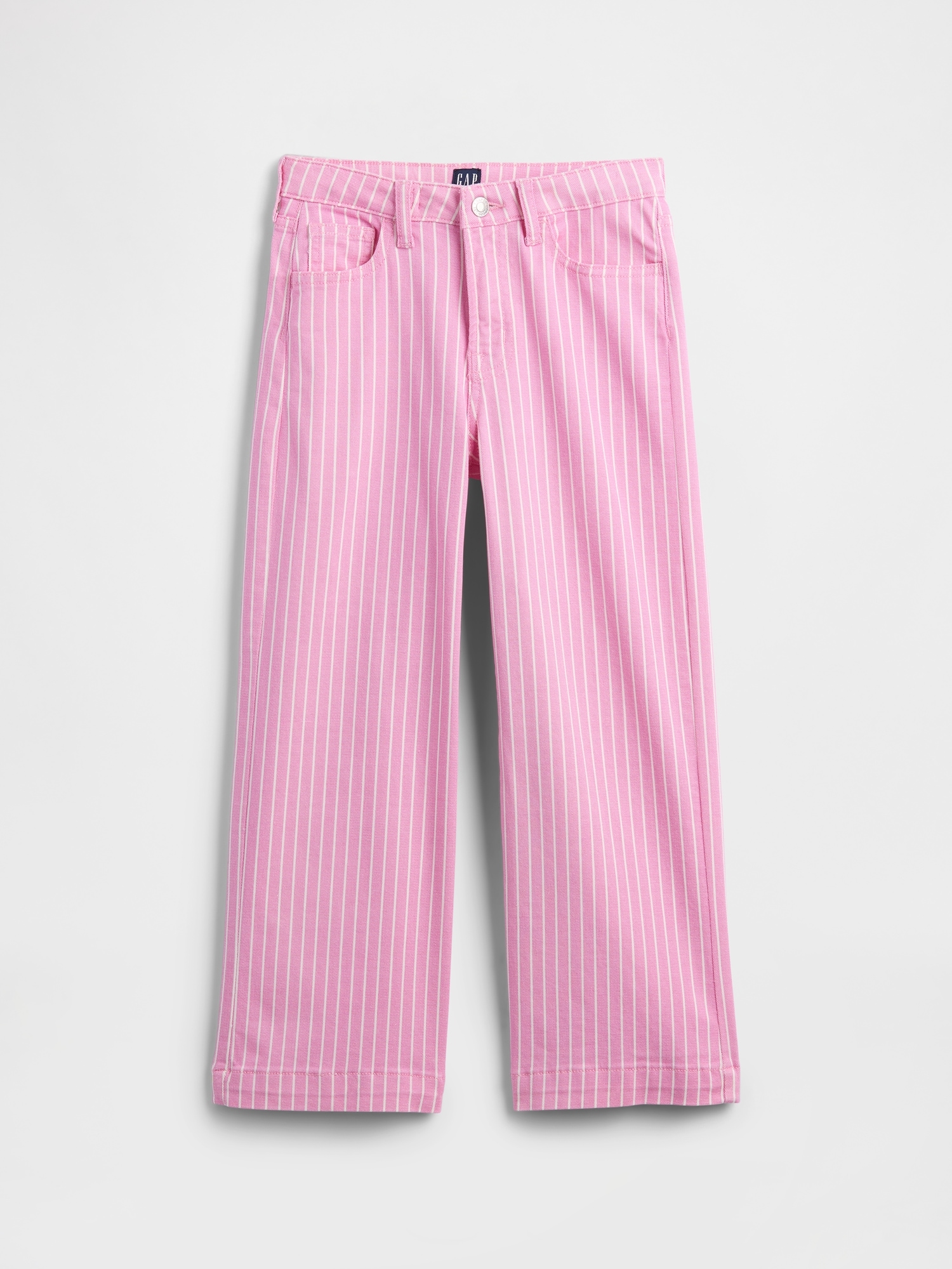 Kids High Rise Stripe Wide-Leg Ankle Jeans