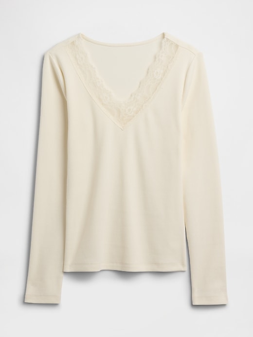 Image number 5 showing, Ribbed Lace-Trim Top