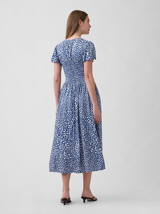 Image number 2 showing, Smocked Flutter Sleeve Midi Dress