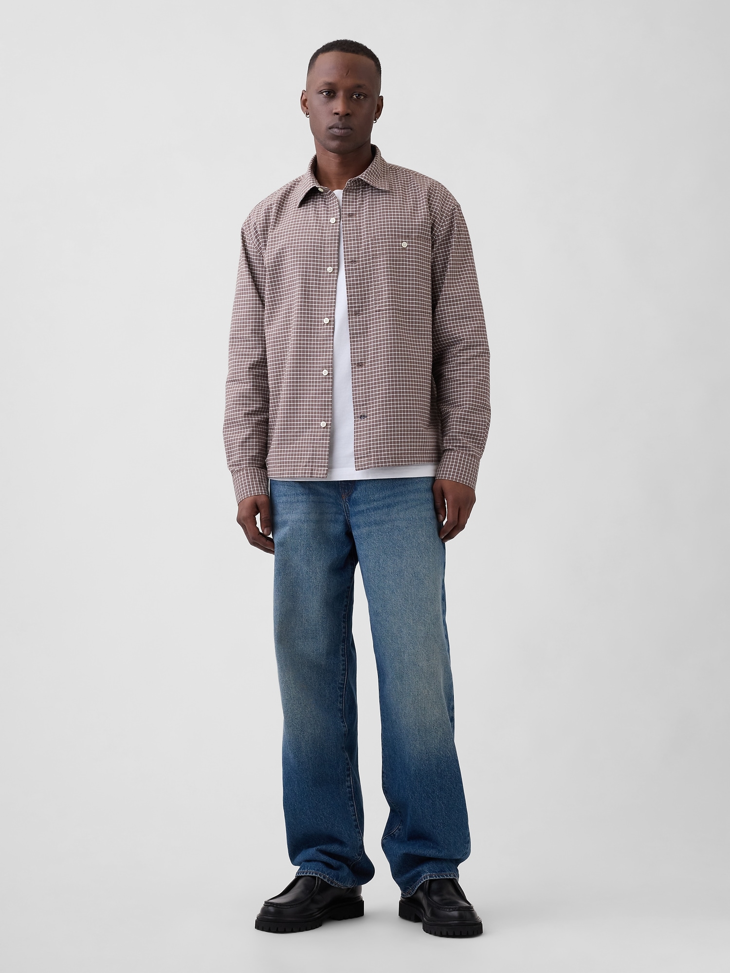 Gap Factory Oxford Shirt In Boxy Fit In Brown