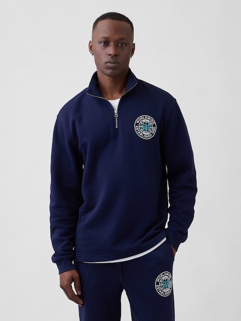 Relaxed Gap Graphic Quarter-Zip Sweatshirt