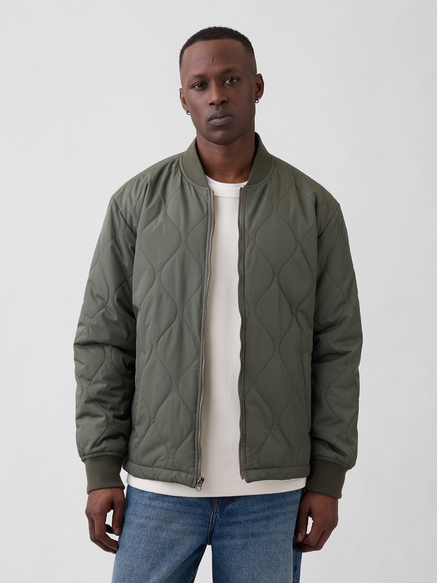 Relaxed Quilted Bomber Jacket