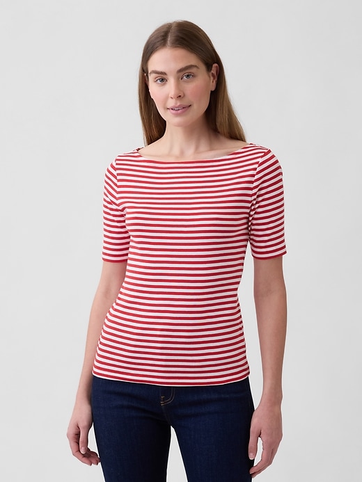 Image number 1 showing, Modern Ribbed Boatneck T-Shirt