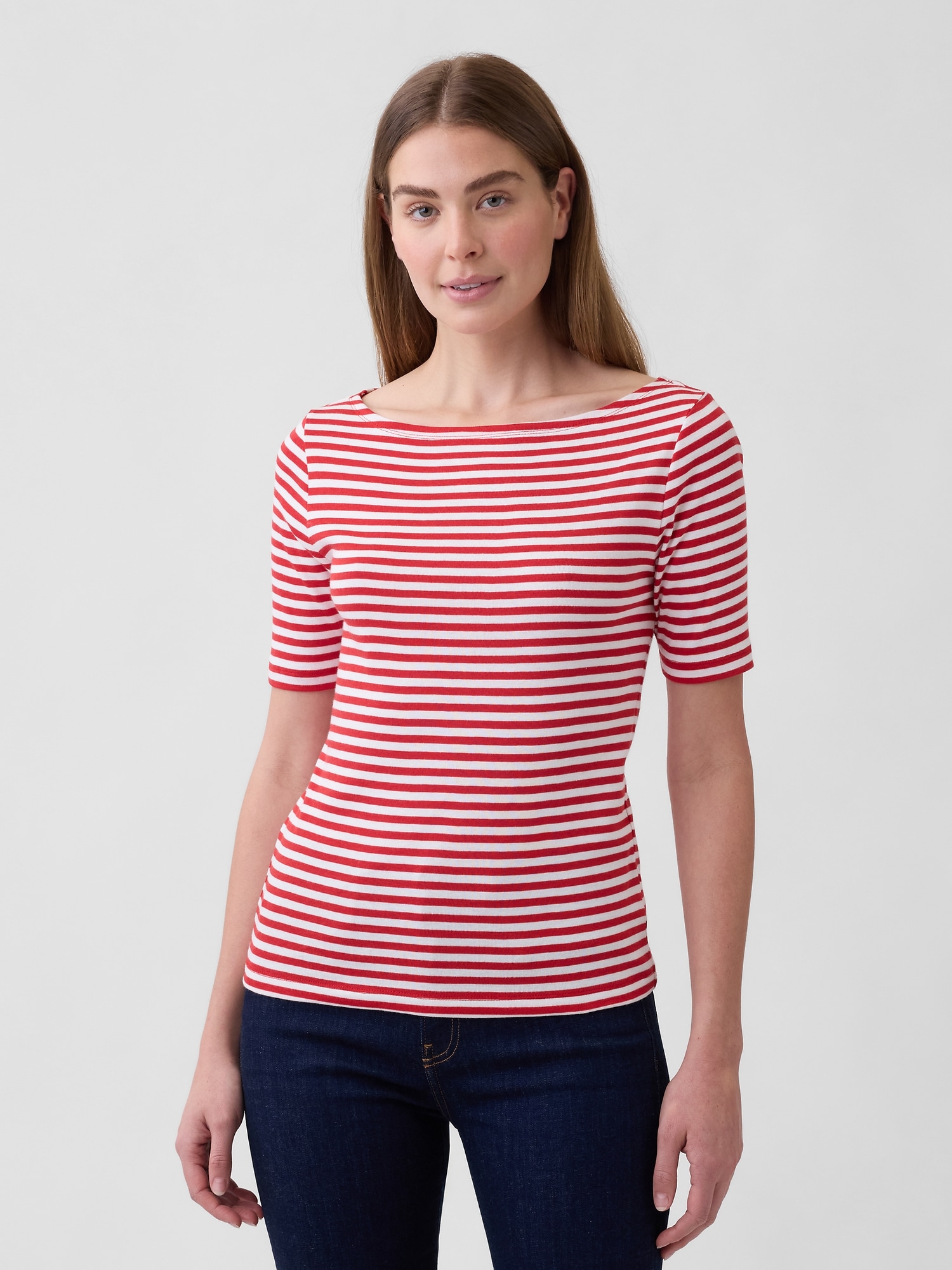 Modern Ribbed Boatneck T-Shirt