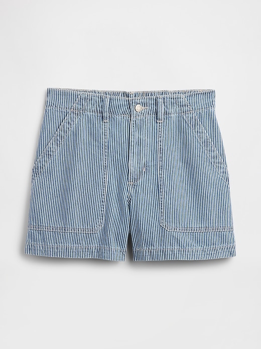 Image number 7 showing, 4" Mid Rise Stripe Denim Utility Shorts
