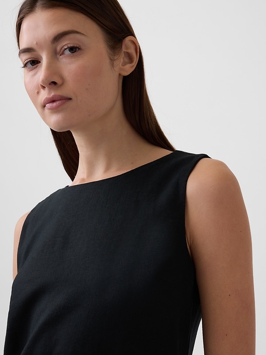 Image number 3 showing, Linen-Blend Apron Mini Dress