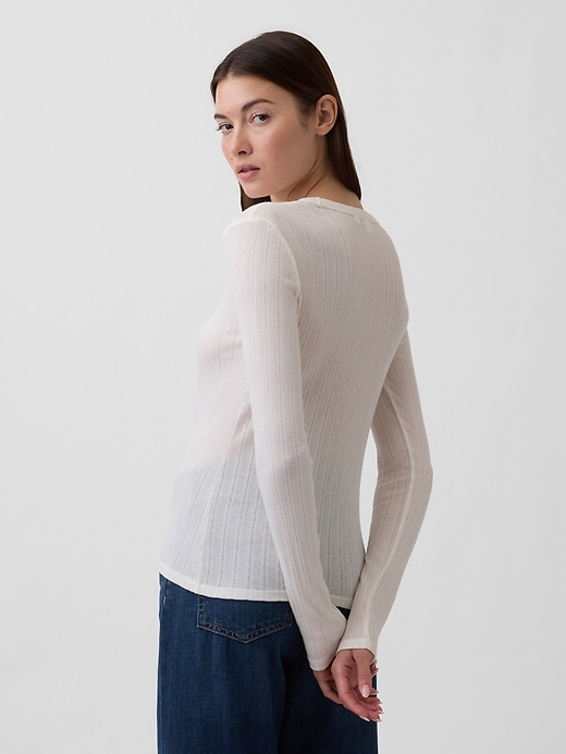 Image number 2 showing, Ribbed Pointelle Crewneck T-Shirt