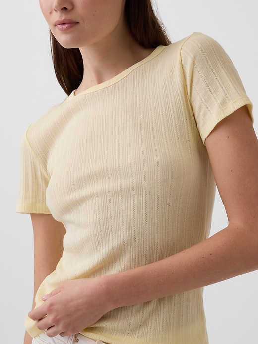 Image number 4 showing, Ribbed Pointelle Crewneck T-Shirt