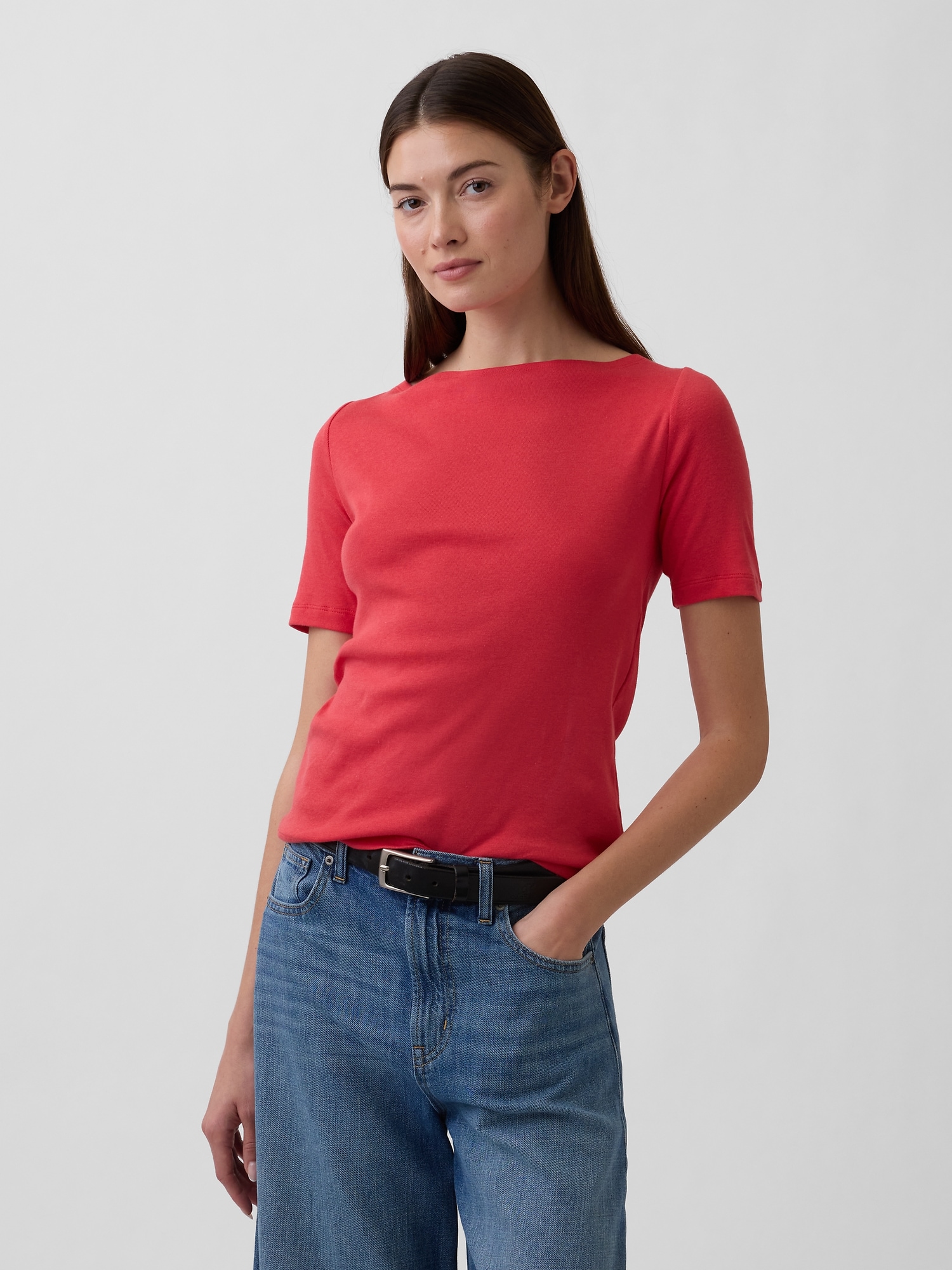 Modern Ribbed Boatneck T-Shirt