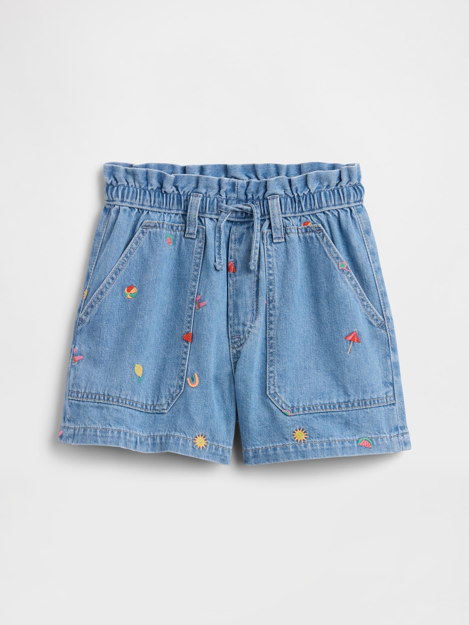 Kids High Rise Relaxed Pull-On Denim Shorts