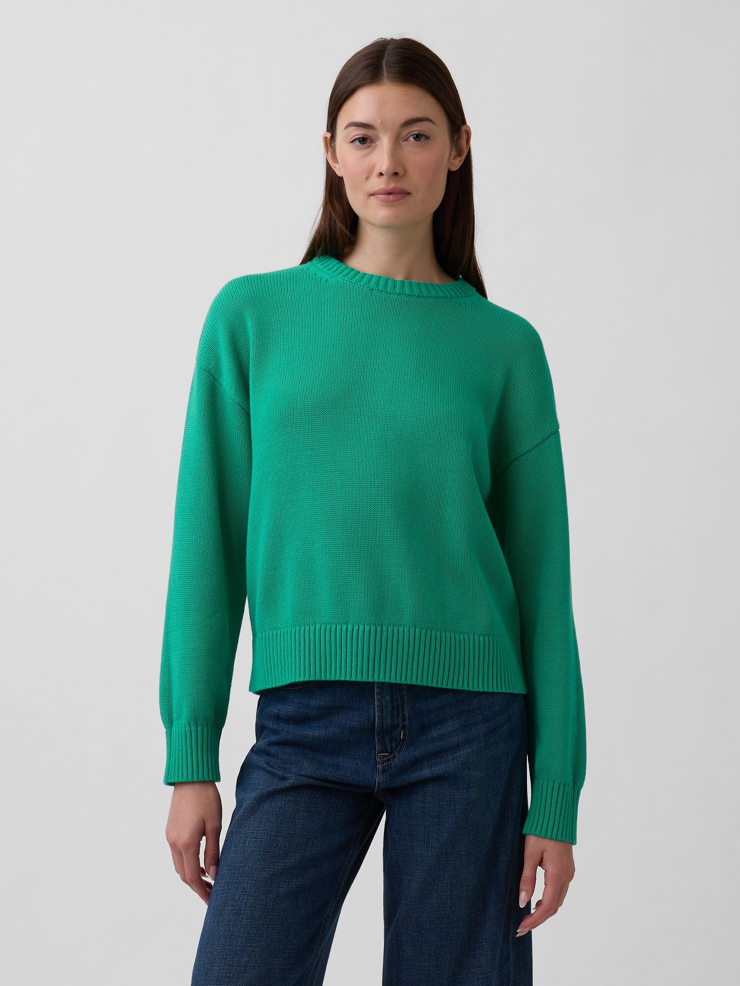 Relaxed Cotton Crewneck Sweater