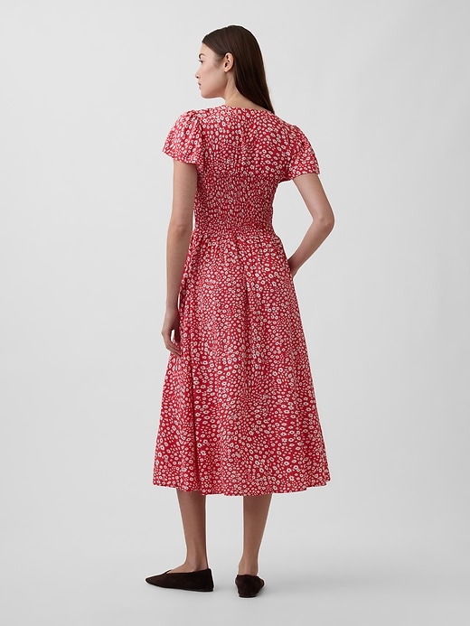 Image number 2 showing, Smocked Flutter Sleeve Midi Dress