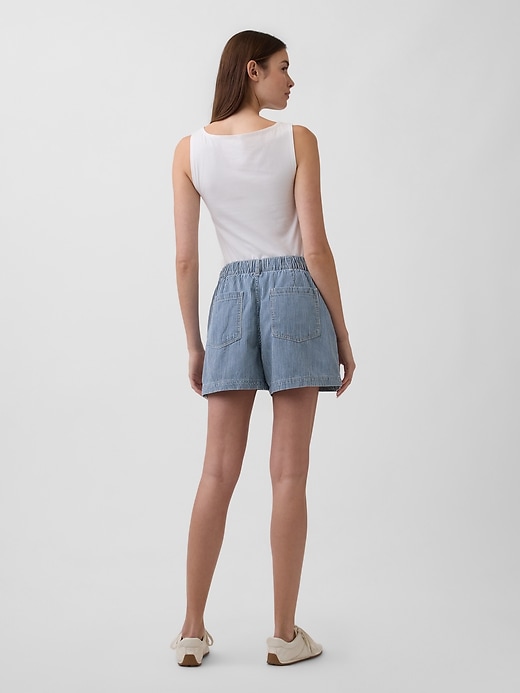 Image number 4 showing, 4" Mid Rise Stripe Denim Utility Shorts