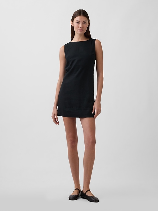 Image number 1 showing, Linen-Blend Apron Mini Dress