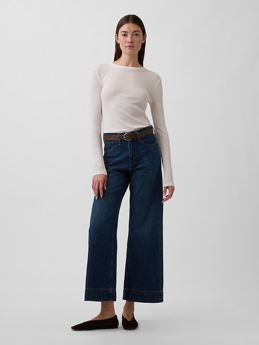 Image number 3 showing, Ribbed Pointelle Crewneck T-Shirt