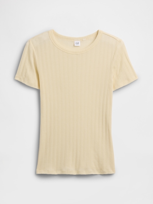 Image number 5 showing, Ribbed Pointelle Crewneck T-Shirt