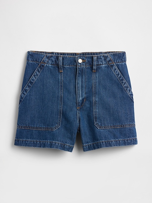 Image number 7 showing, 4" High Rise SuperSoft Denim Utility Shorts