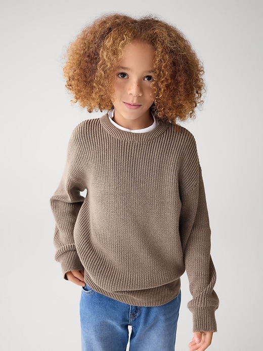 Image number 4 showing, Kids Relaxed Shaker-Stitch Crewneck Sweater