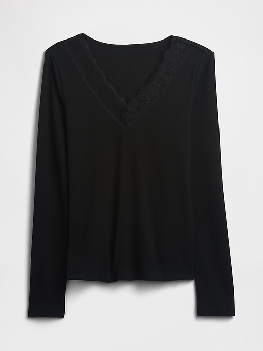 Image number 5 showing, Ribbed Lace-Trim Top