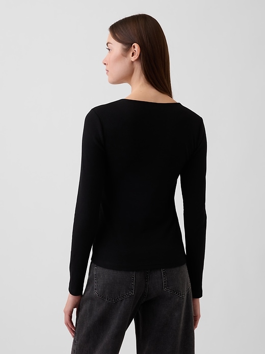 Image number 2 showing, Ribbed Lace-Trim Top