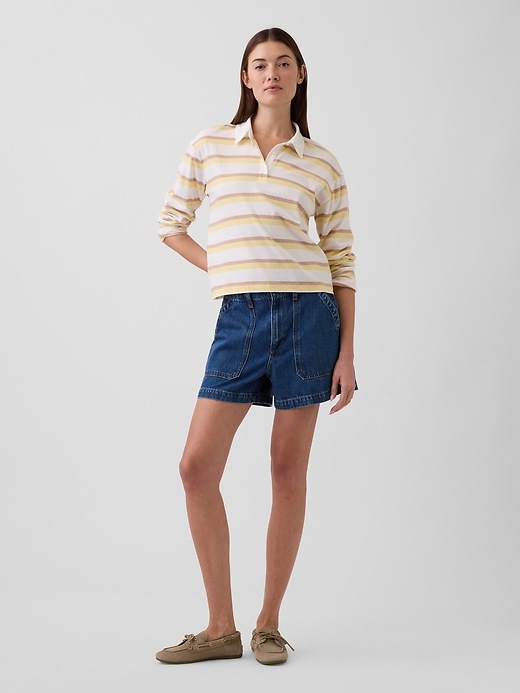 Image number 1 showing, 4" High Rise SuperSoft Denim Utility Shorts