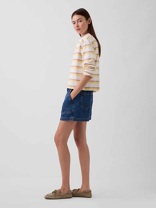 Image number 3 showing, 4" High Rise SuperSoft Denim Utility Shorts