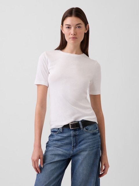 Modern Ribbed Crewneck T-Shirt