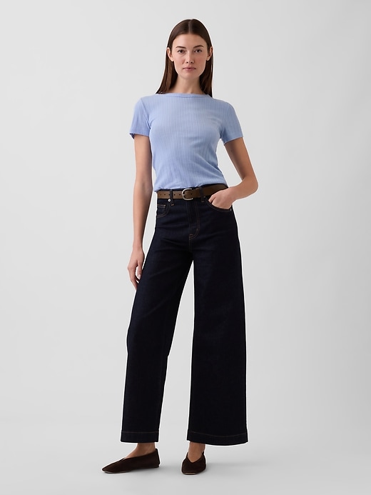 Image number 3 showing, Ribbed Pointelle Crewneck T-Shirt