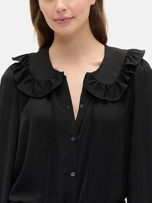 Image number 4 showing, Relaxed Satin Ruffle Top