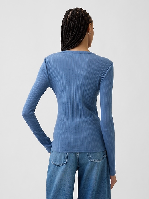 Image number 2 showing, Ribbed Pointelle Crewneck T-Shirt