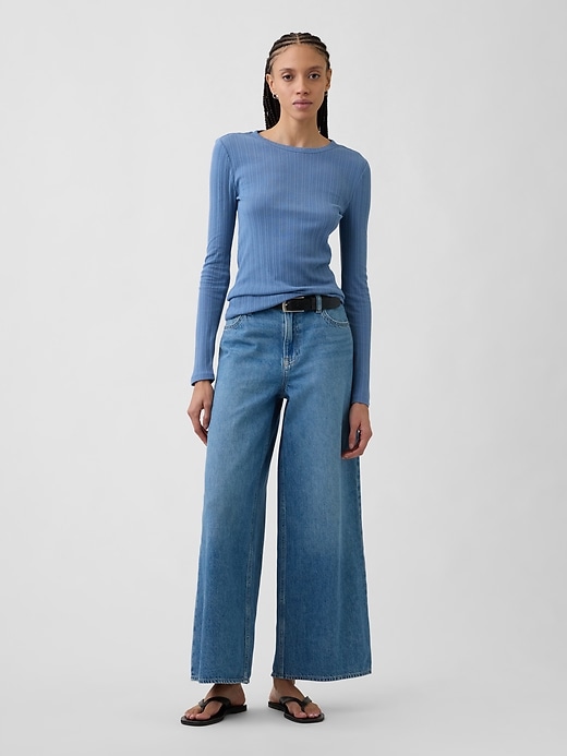 Image number 3 showing, Ribbed Pointelle Crewneck T-Shirt