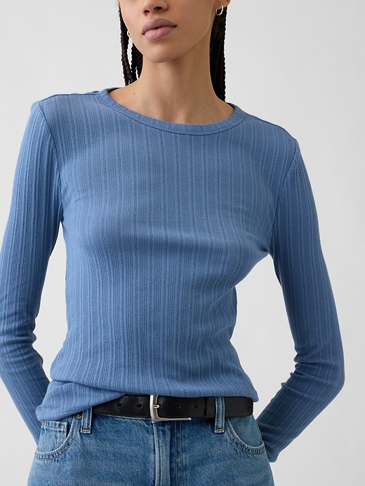 Image number 4 showing, Ribbed Pointelle Crewneck T-Shirt