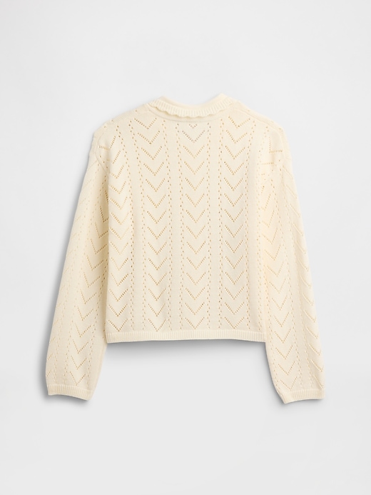 Image number 2 showing, Kids Relaxed Pointelle Collared Cardigan