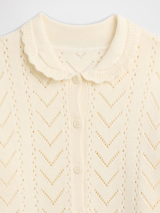 Image number 3 showing, Kids Relaxed Pointelle Collared Cardigan