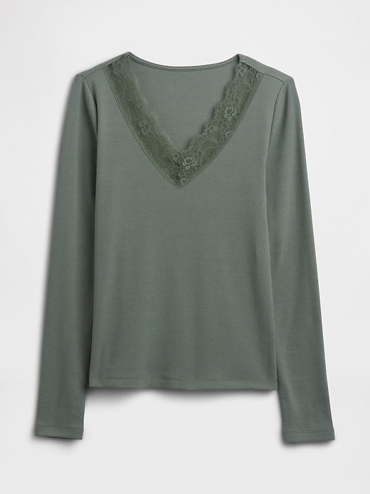 Image number 5 showing, Ribbed Lace-Trim Top
