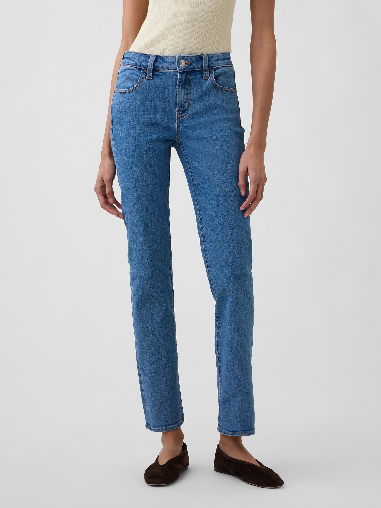 Mid Rise Classic Straight Jeans