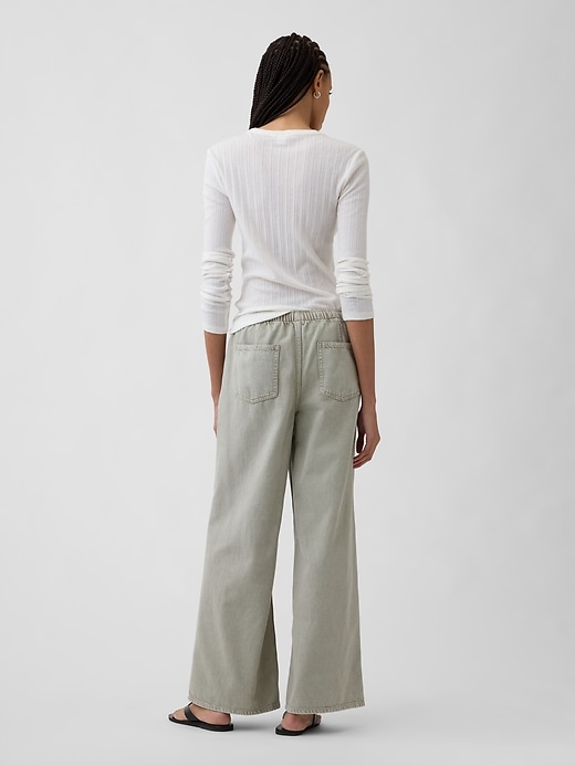 Image number 4 showing, Mid Rise Pull-On Wide-Leg Jeans