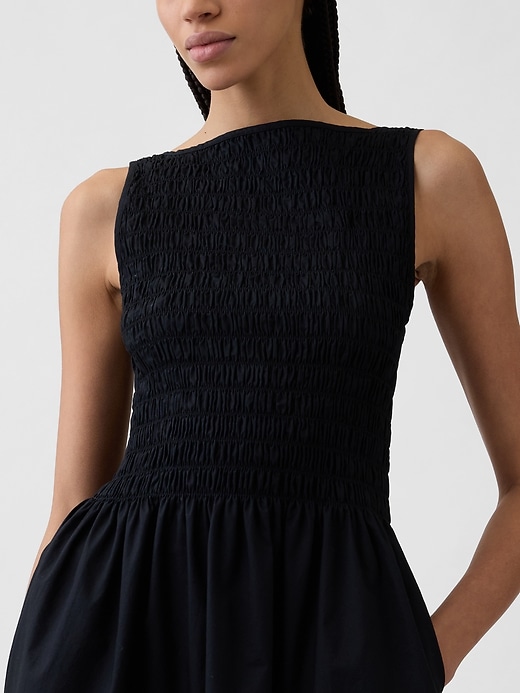 Image number 3 showing, Smocked Boatneck Mini Dress