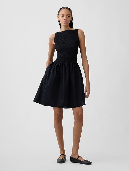 Image number 1 showing, Smocked Boatneck Mini Dress