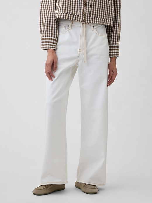 Image number 2 showing, High Rise Drawstring Wide-Leg Jeans