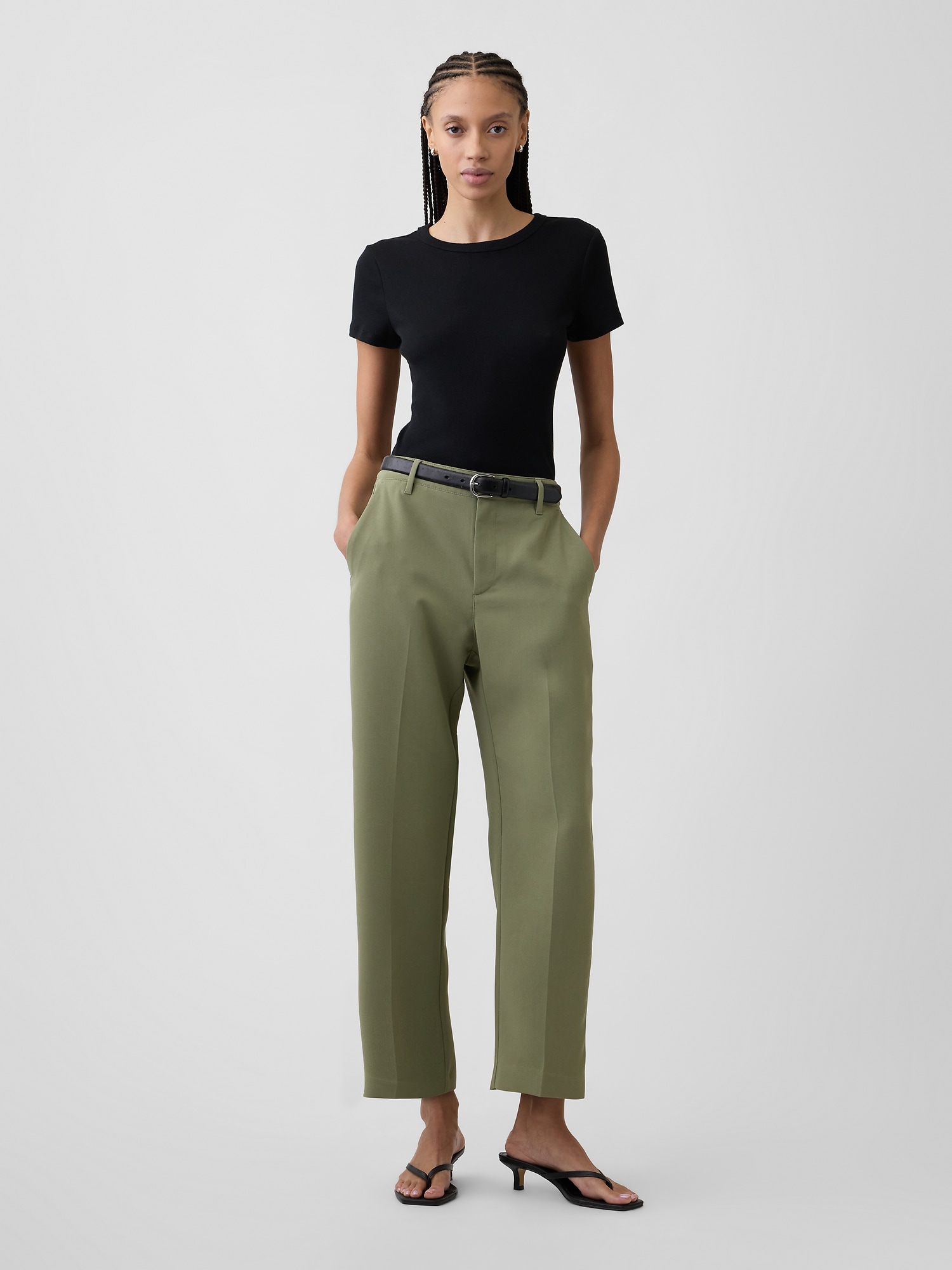 100% Recycled Easy Straight Crop Trousers