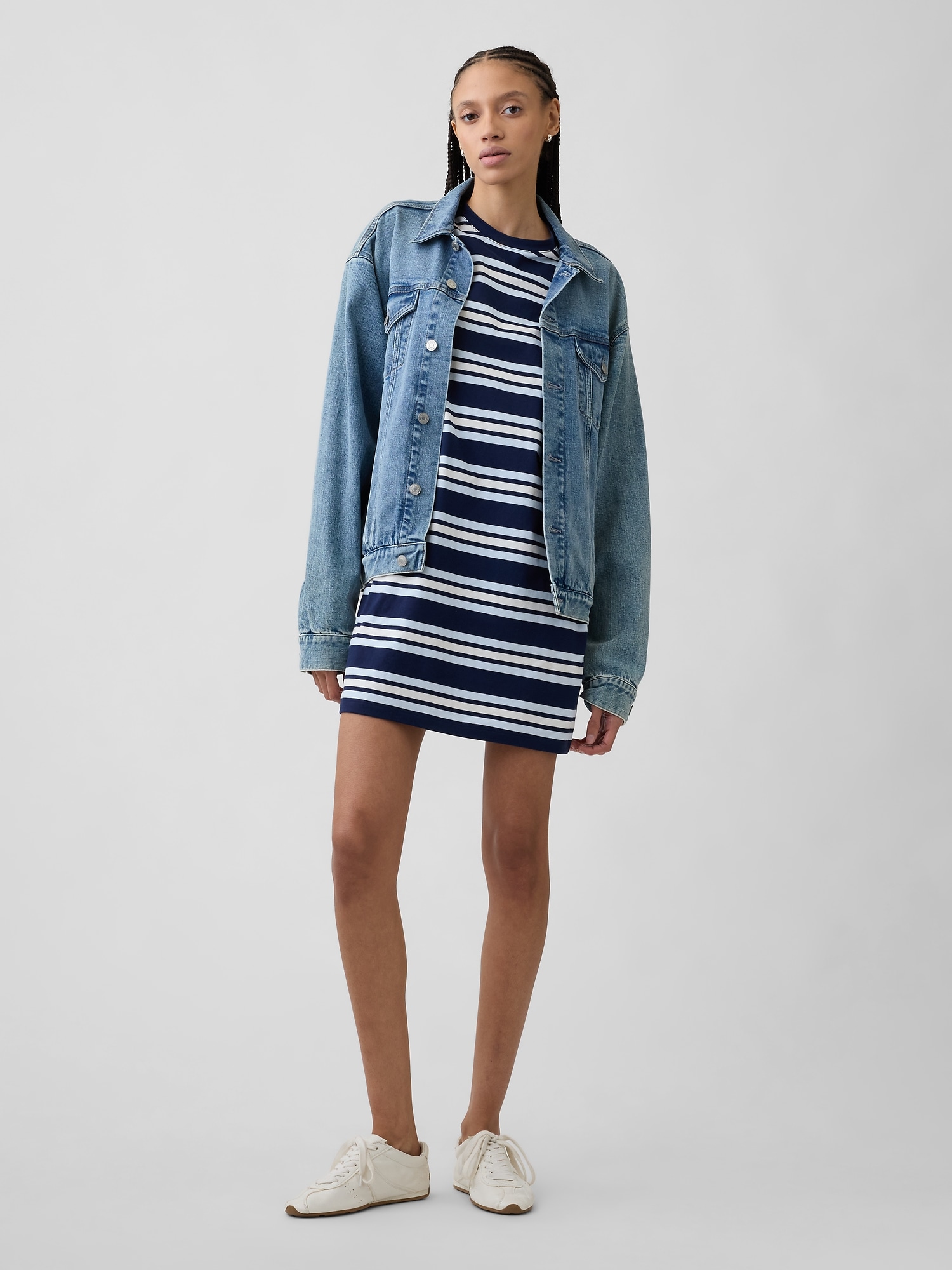 Relaxed Stripe Mini T-Shirt Dress
