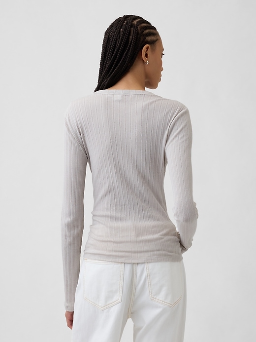 Image number 2 showing, Ribbed Pointelle Crewneck T-Shirt